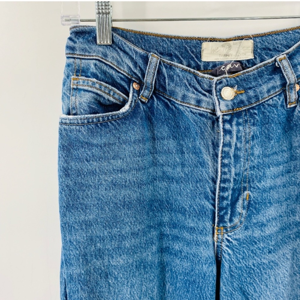 Free People Crvy High Rise Straight Leg Baggy Distressed Jeans Size 27 - Picture 2 of 7